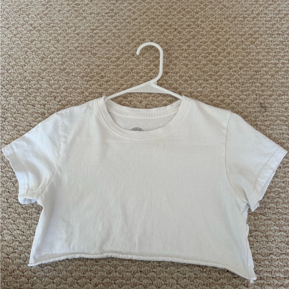 Urban Outfitters White Short Sleeve Baby Tee/Crop top
